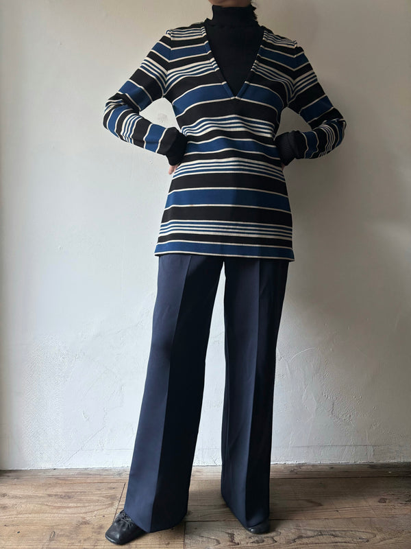 70's navy jersey pants