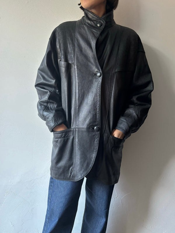 90's Black soft lether jacket.