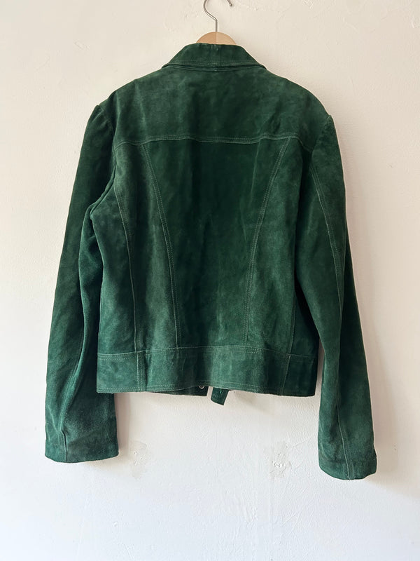 Green suede jacket.