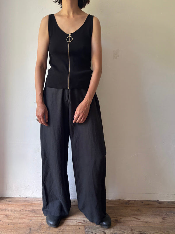 Black front zip top.