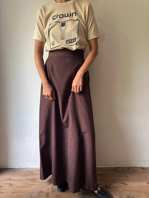 Moire Pattern Brown Maxi Skirt.