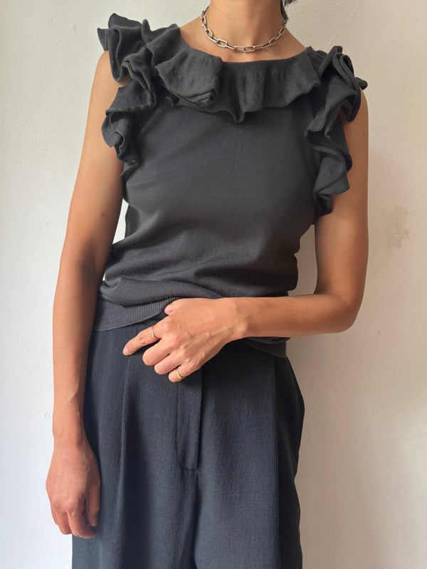 PRADA Grey Ruffled Sleeves Knit.