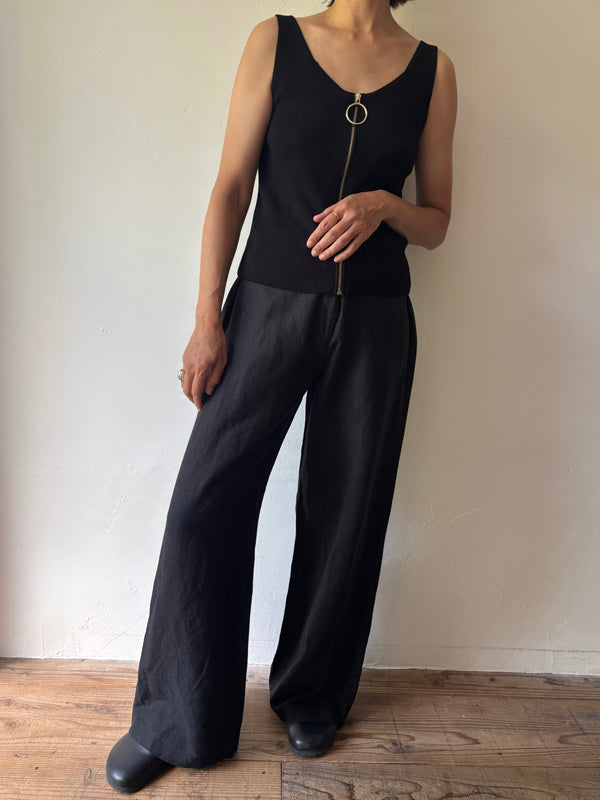 Black front zip top.