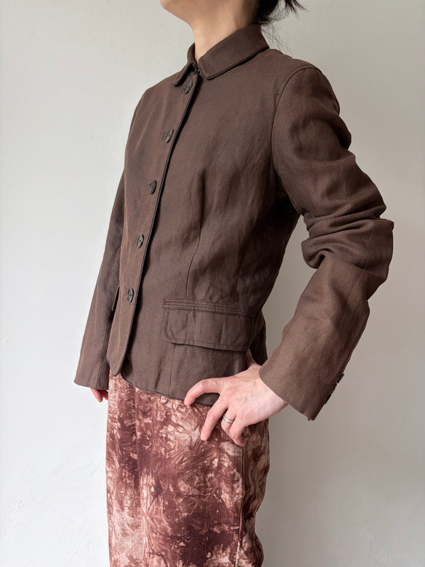 Max Mara Brown Cotton Linen Jacket.