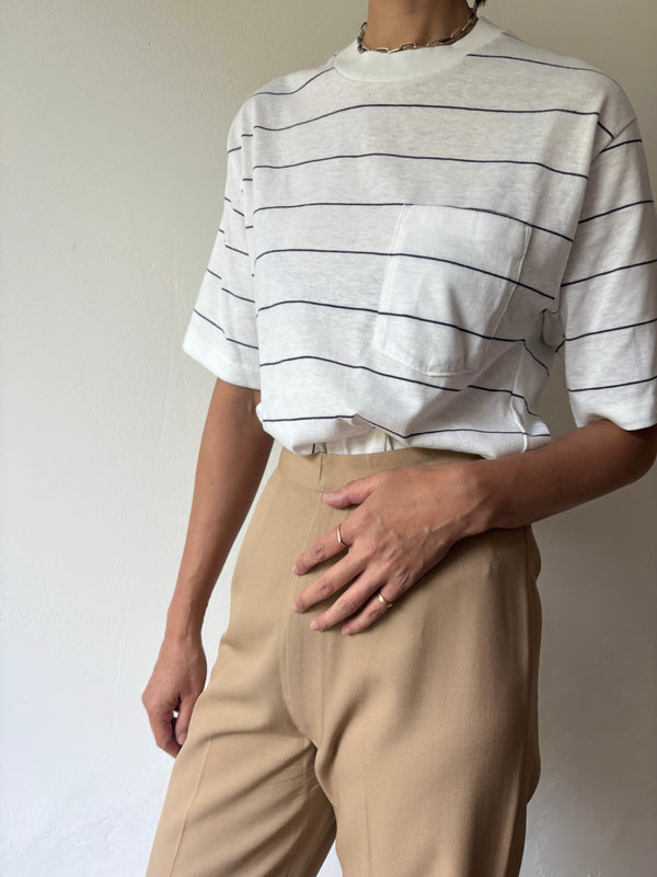 White×Navy Pocket Tee.