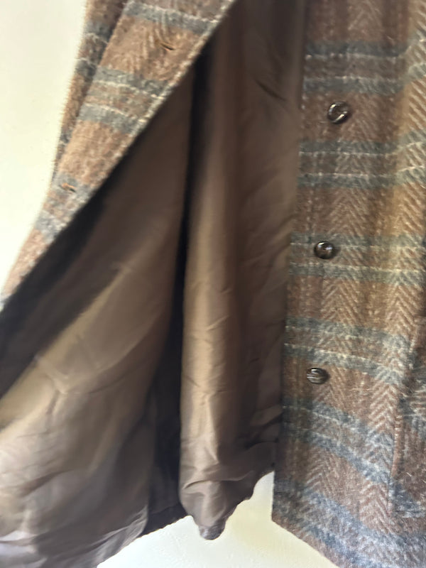 LAMA WOOL Checked Coat.made in U.K.