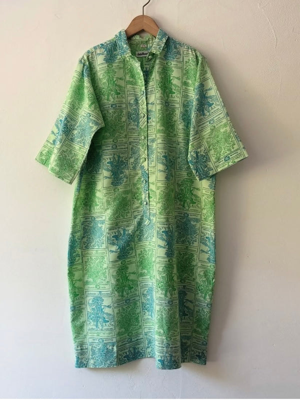 Light Green Botanical Pattern Dress.