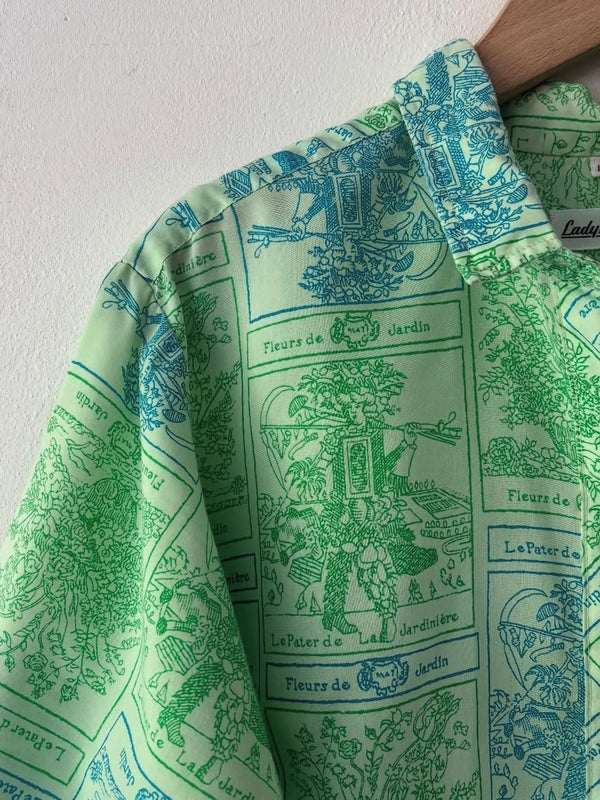 Light Green Botanical Pattern Dress.