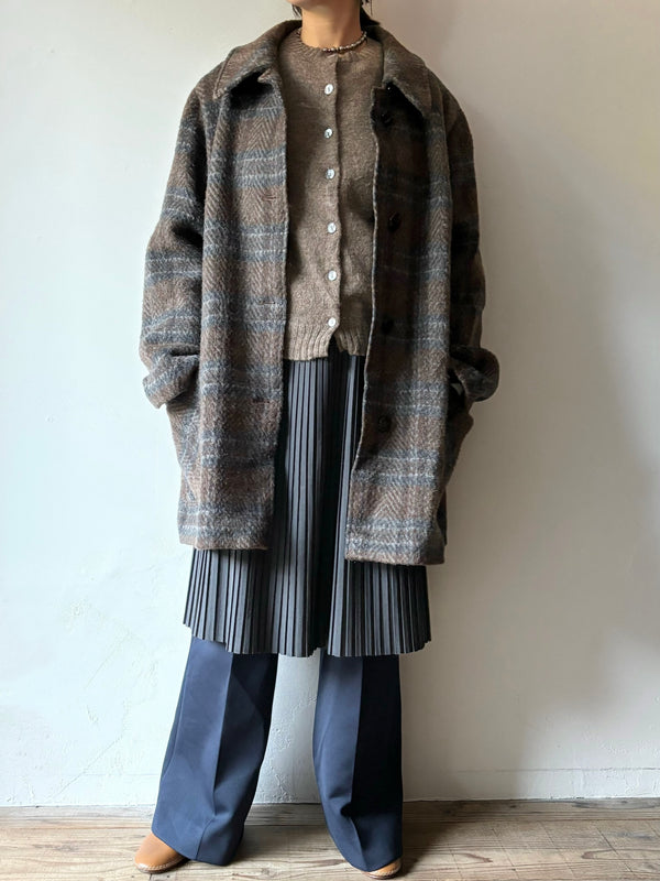 LAMA WOOL Checked Coat.made in U.K.