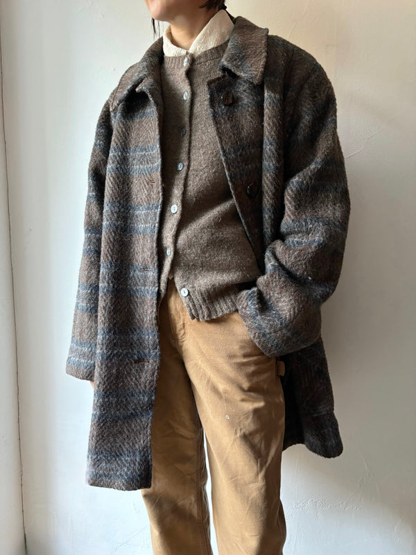 LAMA WOOL Checked Coat.made in U.K.