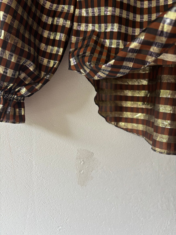 Metaric Brown Checked Blouse.