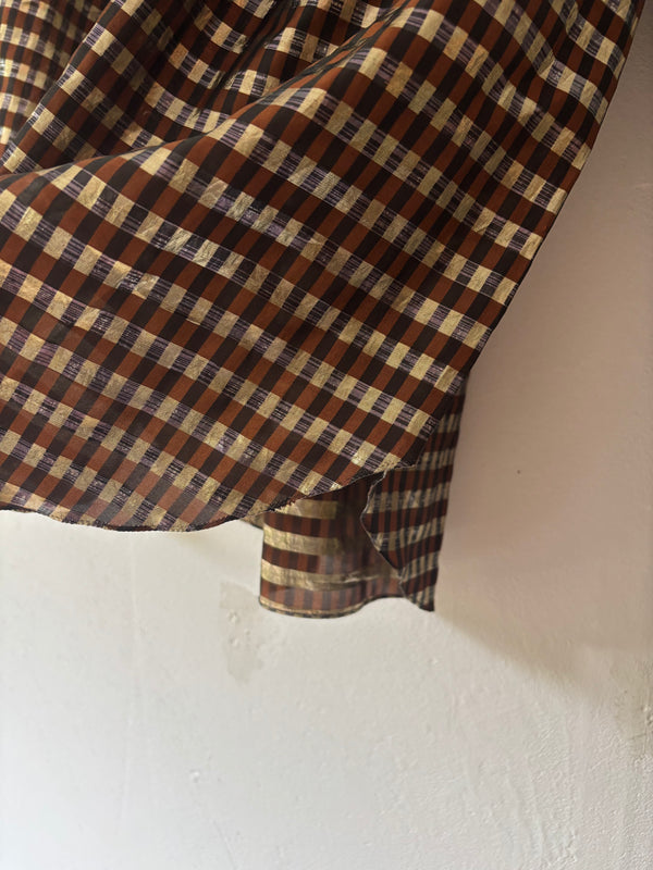 Metaric Brown Checked Blouse.