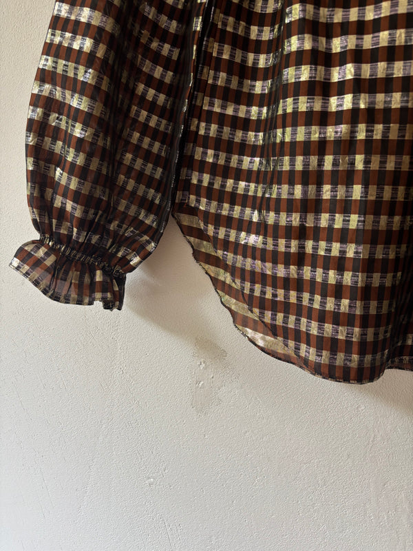 Metaric Brown Checked Blouse.