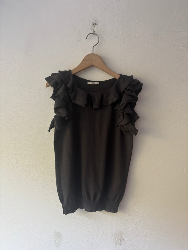 PRADA Grey Ruffled Sleeves Knit.