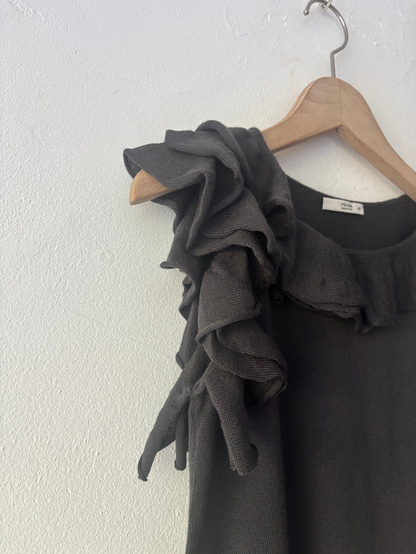 PRADA Grey Ruffled Sleeves Knit.
