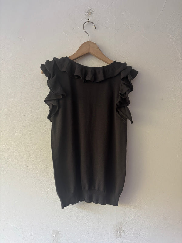 PRADA Grey Ruffled Sleeves Knit.