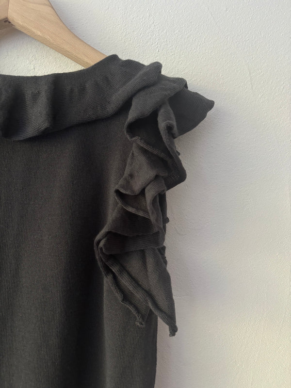 PRADA Grey Ruffled Sleeves Knit.