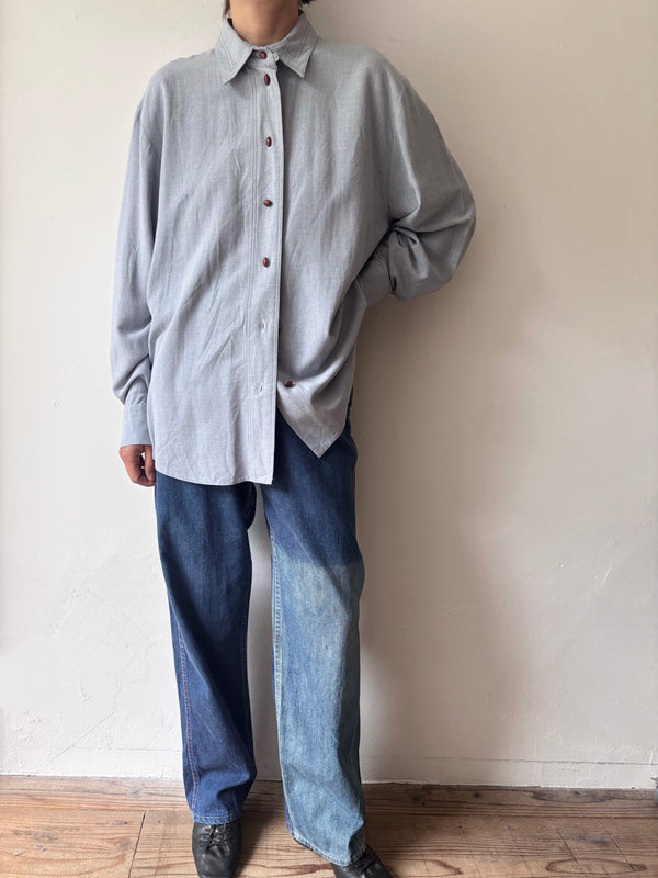 Blue longsleeve blouse.